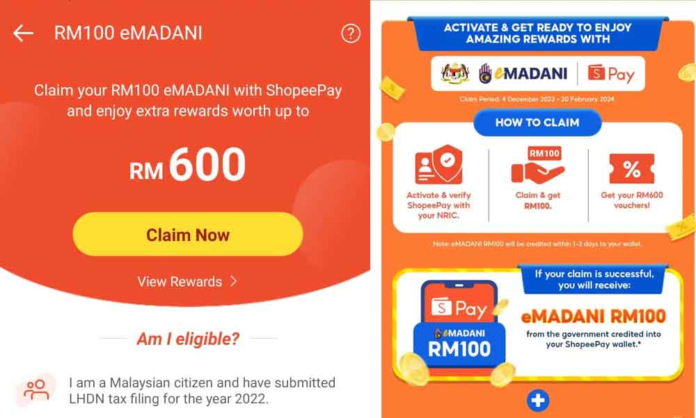 Claim Emadani Rm100 Di Shopee Boleh Dapat Bonus Rm600 Ini Caranya